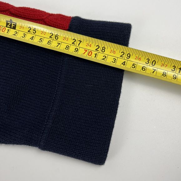 Vtg Y2K Tommy Jeans Cable Knit Stripe Sleeves Navy Blue Men’s XL Oversized Logo - Picture 12 of 15